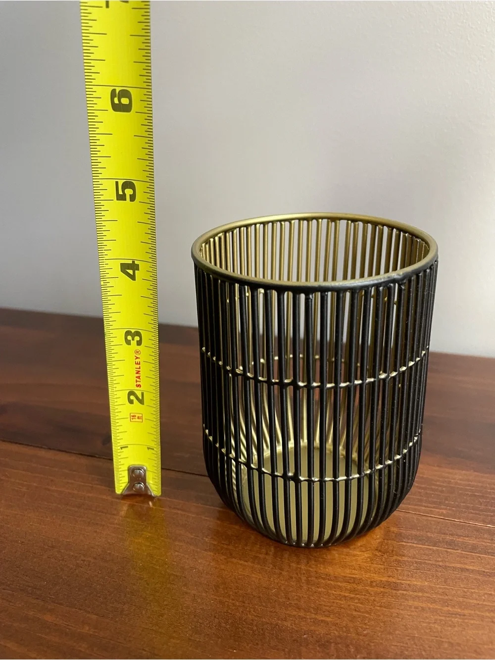 New Crate&Barrel Black and Gold Metal Lantern Candle Holder